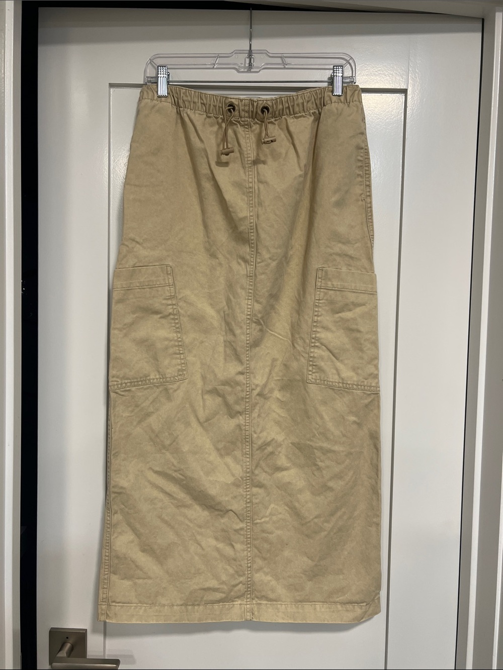 BDG Beige Drawstring Utility Midi Skirt